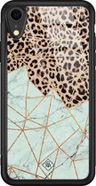 iPhone XR hoesje glass - Luipaard marmer mint | Apple iPhone XR  case | Hardcase backcover zwart