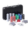 Afbeelding van het spelletje Relaxdays poker set 300 poker chips - pokerkoffer - Texas Hold'em - 5 dobbelstenen - zwart