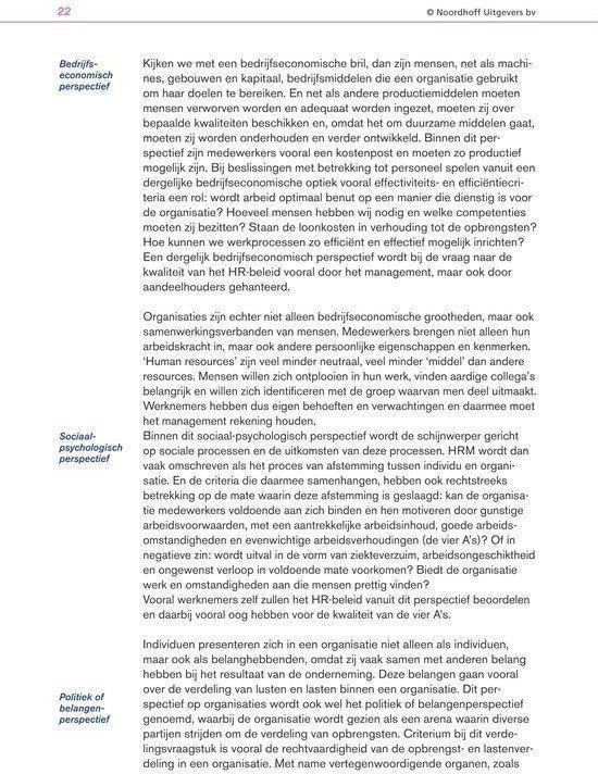 Twee kolommen tekst, de linker met kopjes: Bedrijfs economisch perspectief, Sociaal psychologisch perspectief en Politiek of belangen perspectief.
