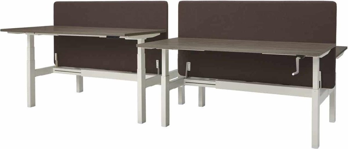 ABC Kantoormeubelen Duo bench slinger verstelbaar zit/zit bureau Teez breed 180CM diep 80CM bladkleur Halifax Eiken framekleur Zwart (RAL9005) Zwart (RAL9005)/Halifax Eiken