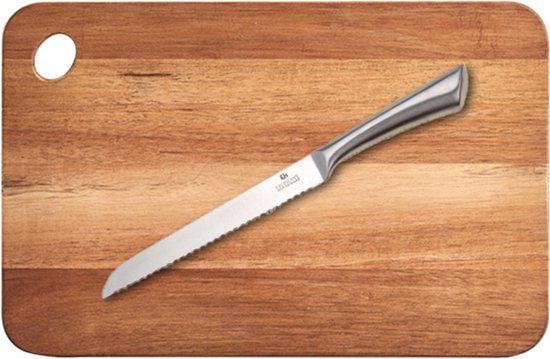 Planche à découper rectangulaire en bois d'acacia 41 cm avec couteau à pain  inox 33 cm... | bol.com