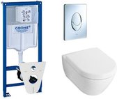 villeroy en boch Subway 2.0 toiletset met inbouwreservoir, softclose en quick release closetzitting en bedieningsplaat chroom