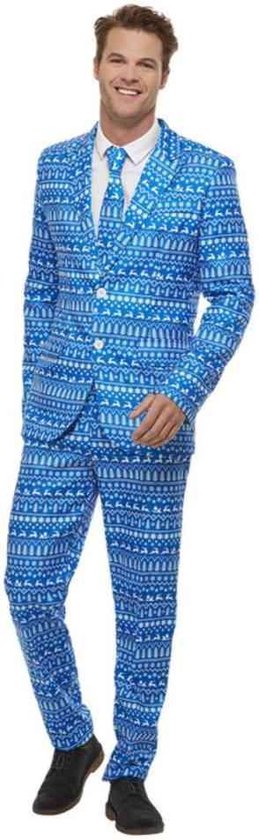 Smiffys Kostuum Wrapping Paper Suit Blauw