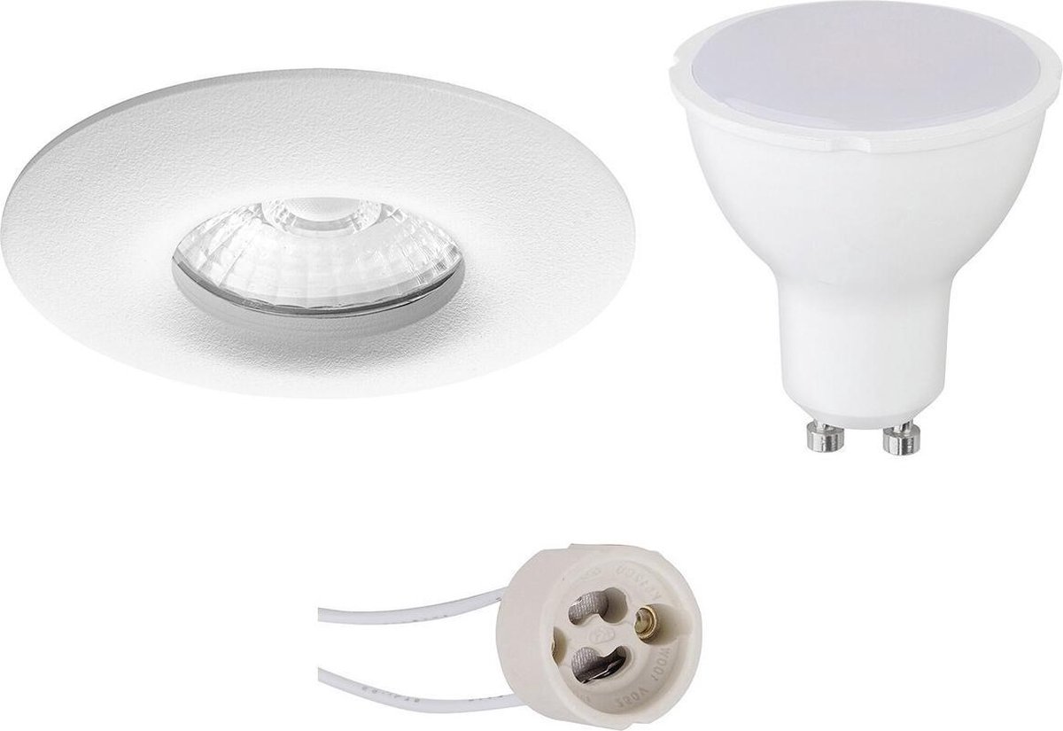 GU10 Inbouwspot Set - Mat Wit - Inbouw Rond - Waterdicht IP65 - Pragmi Luno Pro - 4W - War