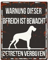 D&D Waakbord / Warning sign square danish dog de Zwart 20x25cm