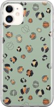 iPhone 11 hoesje siliconen - Luipaard baby leo - Soft Case Telefoonhoesje - Luipaardprint - Transparant, Blauw