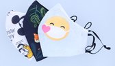 Mondkapje wasbaar - herbruikbaar katoens - 3 stuks - kinderen - Mickey Mouse - Dieren - Emoji