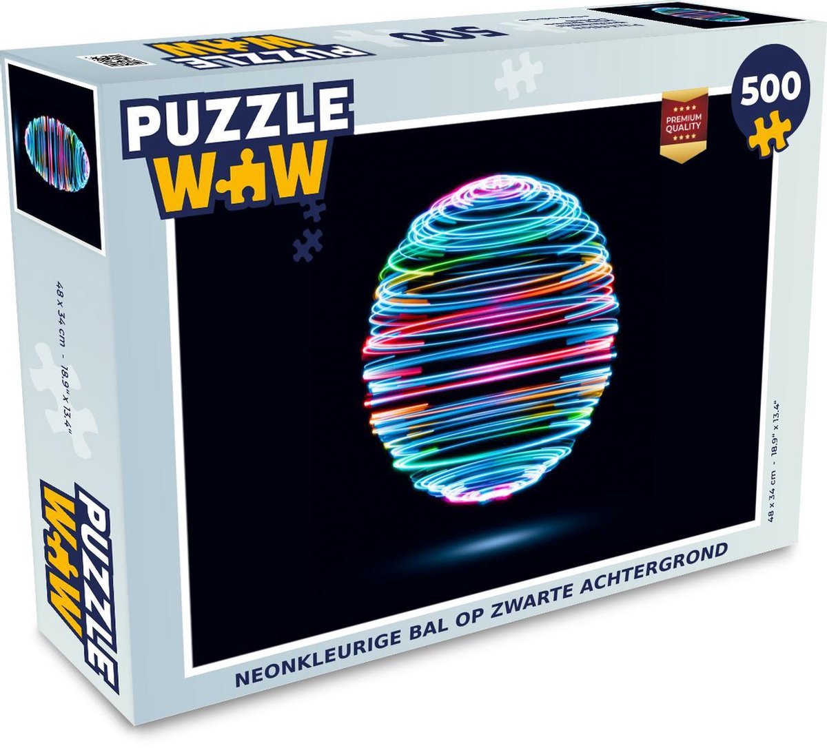 Afbeelding van product Puzzel 500 stukjes Surrealisme - Neonkleurige bal op zwarte achtergrond - PuzzleWow heeft +100000 puzzels