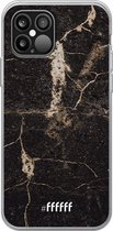 iPhone 12 Pro Max Hoesje Transparant TPU Case - Dark Golden Marble #ffffff