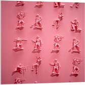 Acrylglas - Roze Gespoten Legermannetjes - 100x100cm Foto op Acrylglas (Wanddecoratie op Acrylglas)