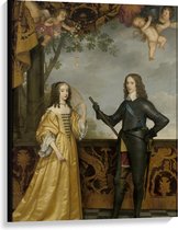 Canvas  - Oude meesters - Portret Willem II & echtgenote, Gerard van Honthorst - 75x100cm Foto op Canvas Schilderij (Wanddecoratie op Canvas)