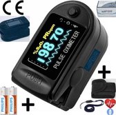MIFOR® Professioneel Saturatiemeter met Hartslagmeter - INCL. BATTERIJEN & OPBERGTAS & DRAAGKOORD - Oximeter Spo2 - OLED Display - Zuurstofgehalte - Zuurstofmeter Vinger - Kleur Zw