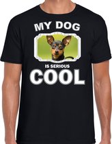 Dwergpinscher honden t-shirt my dog is serious cool zwart - heren - Dwergpinschers liefhebber cadeau shirt L