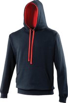 Awdis Varsity Hooded Sweatshirt / Hoodie (Nieuwe Franse marine / vuurrood)