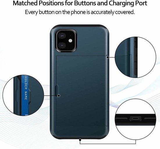 ShieldCase Card Holder avec Slide iPhone 12 Mini - 5,4 pouces - Bleu