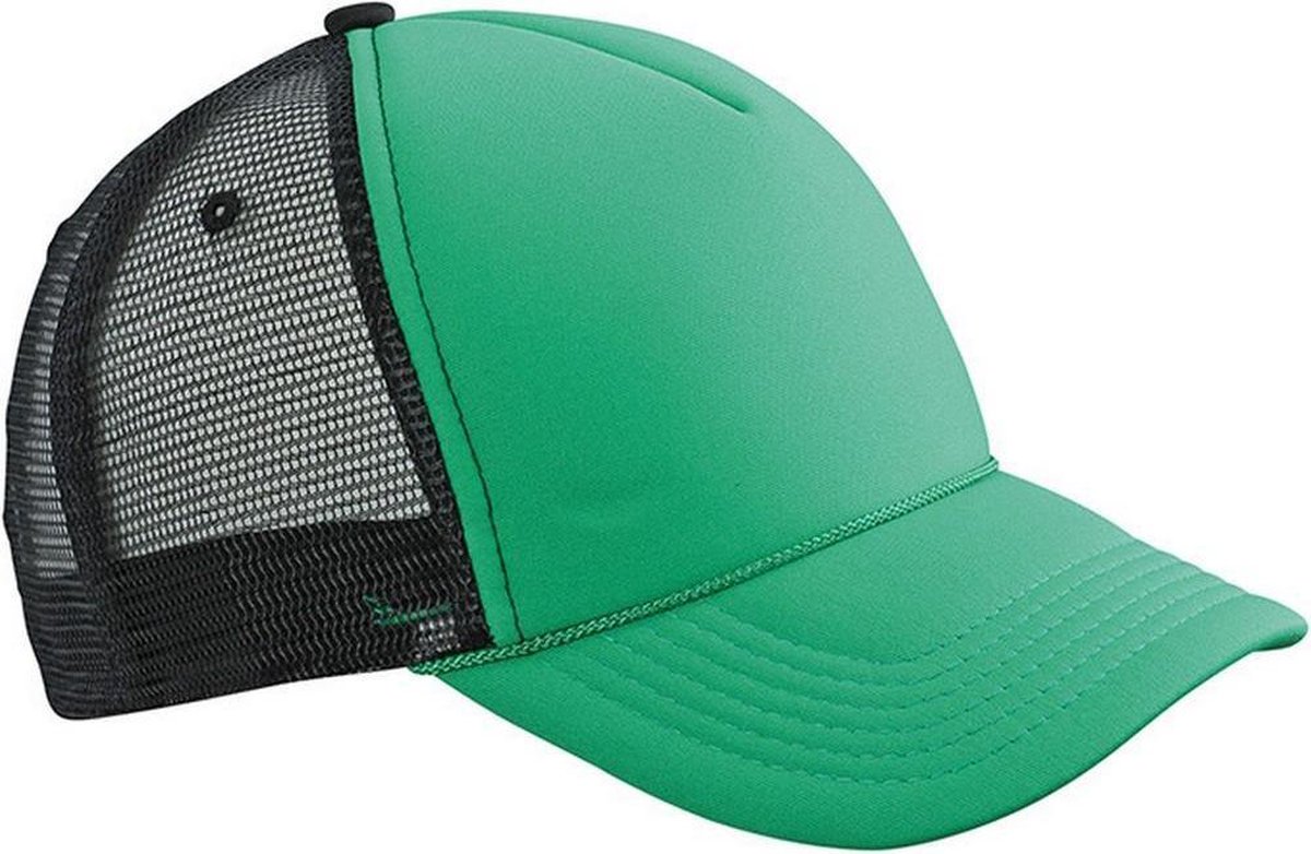 Myrtle Beach Volwassenen Unisex 5 Panel Retro Mesh Cap (Groen/zwart)