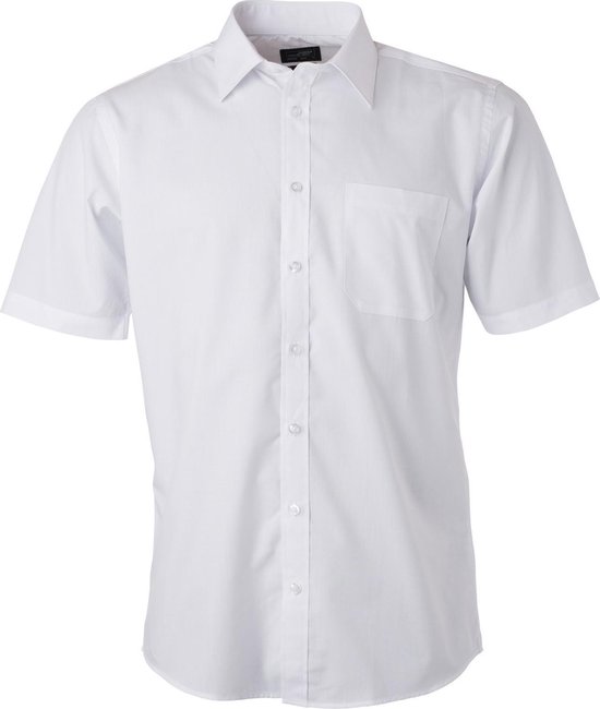 Chemise à manches courtes en popeline James and Nicholson hommes (Wit)