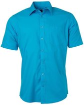James and Nicholson Herenshort Poplin Shirt met korte mouwen (Turquoise)