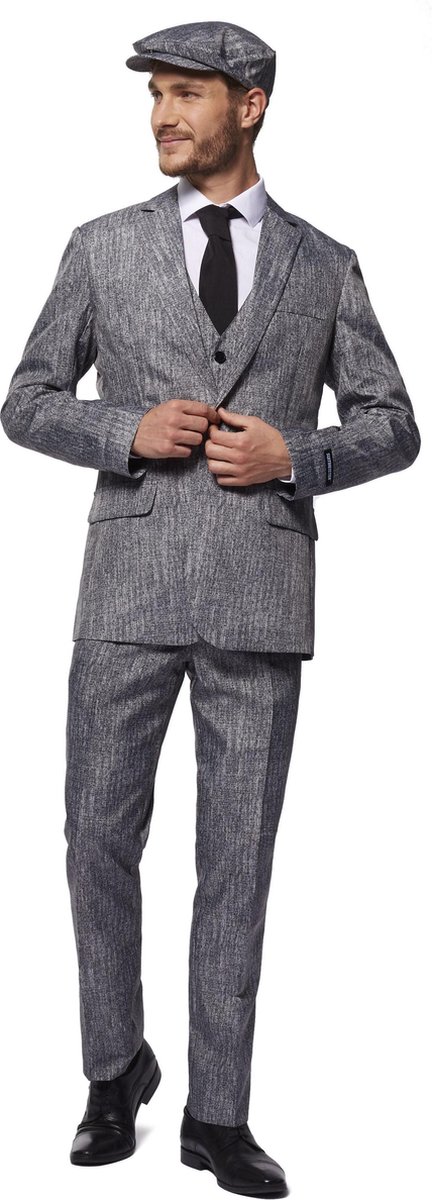 Suitmeister 20's Gangster Grey - Heren Pak - Halloween Kostuum - Verkleedkleding - Grijs - Maat XXL
