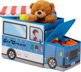 Relaxdays speelgoedkist - opvouwbaar - opbergbox - kind - opbergruimte - hocker - Icecream