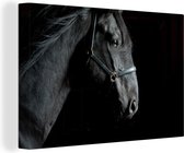 Canvas Schilderij Paard - Zwart - Halster - 60x40 cm - Wanddecoratie