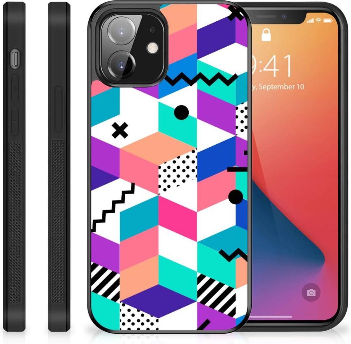 iPhone 12 Mini Grip Case Blokken Kleurrijk