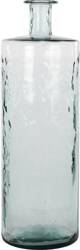 Mica Decorations Guan Fles Vaas - H75 x Ø25 cm - Gerecycled Glas - Transparant