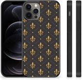 Telefoonhoesje Geschikt voor iPhone 12 Pro Max Backcase Siliconen Hoesje met Zwarte rand Franse Lelie