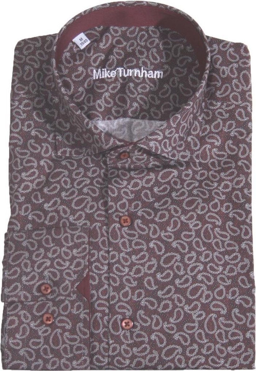 Mike Turnham Lange mouw Overhemd - 5023-3453 Bordeau (Maat: XL)