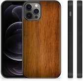 Leuk Case Super als Vaderdag Cadeaus Geschikt voor iPhone 12 Pro Max Smartphone Hoesje met Zwarte rand Donker Hout