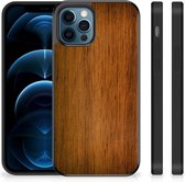 Leuk Case Super als Vaderdag Cadeaus iPhone 12 Pro | 12 (6.1") Smartphone Hoesje met Zwarte rand Donker Hout