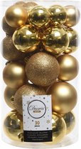 Kerstballen 30 stuks - onbreekbaar - glans-mat-glitter assorted - lichtgoud KSD
