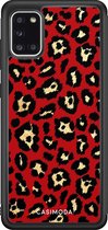 Samsung A31 hoesje - Luipaard rood | Samsung Galaxy A31 case | Hardcase backcover zwart
