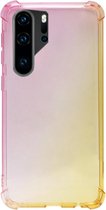 ADEL Siliconen Back Cover Softcase Hoesje Geschikt voor Huawei P30 Pro - Kleurovergang Roze Geel