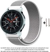 22mm Wit Nylon Horloge Bandje met een lichte glans geschikt voor bepaalde 22mm smartwatches van verschillende bekende merken (zie lijst met compatibele modellen in producttekst) - Maat: zie foto - klittenbandsluiting – White Nylon Strap - 22 mm