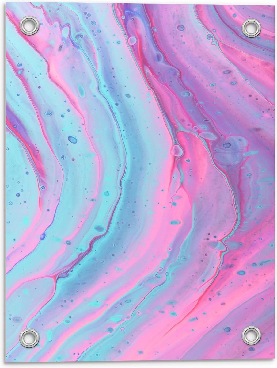 Tuinposter – Roze/Blauwe Verf - 30x40cm Foto op Tuinposter (wanddecoratie voor buiten en b