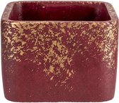 Pot de Fleur Gold Bordure Métallique Aubergine14.5x14.5xh11.5cm Carré Ciment