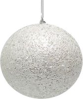 Dickensville Kerstbal Glitter 15 Cm Wit