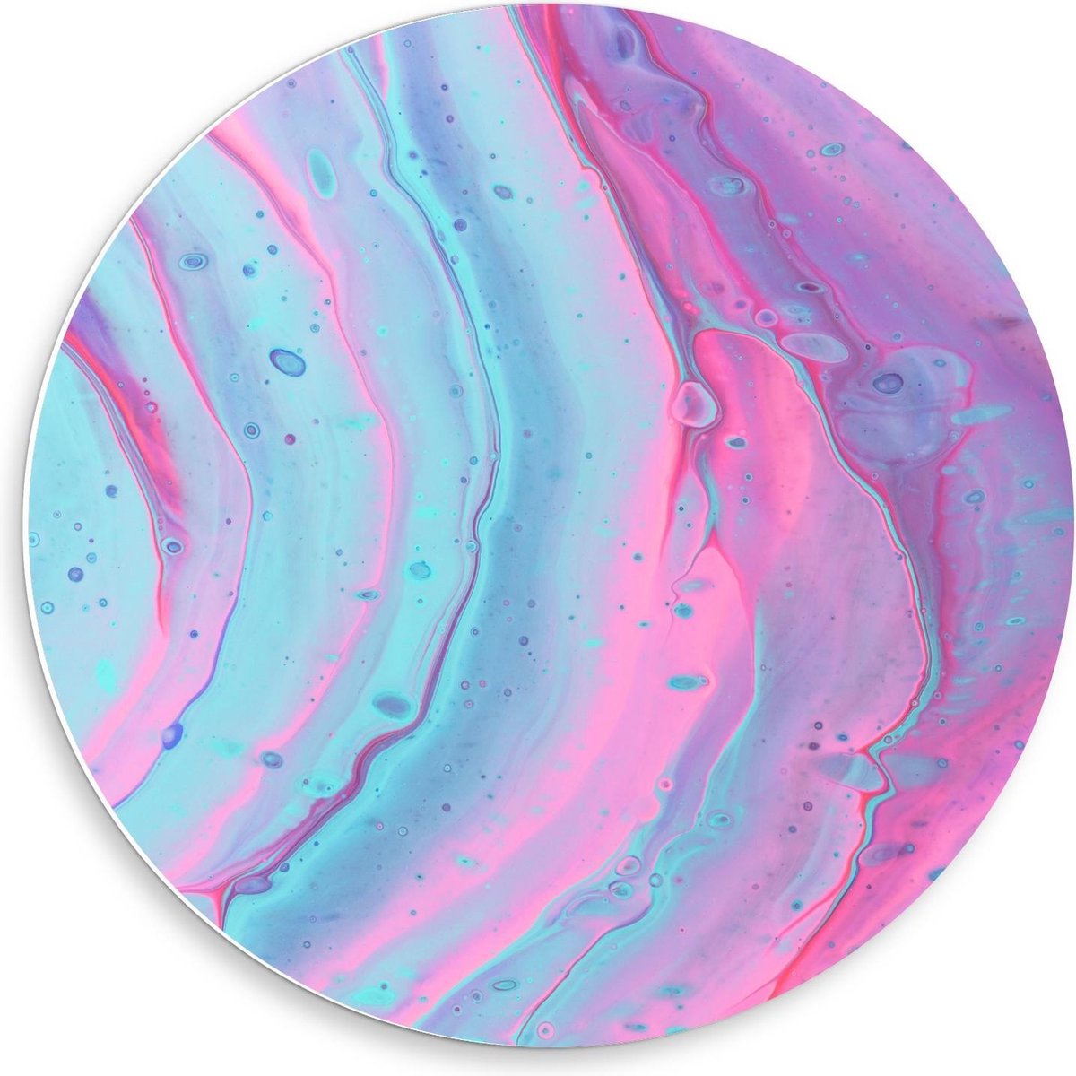 Forex Wandcirkel - Roze/Blauwe Verf  - 50x50cm Foto op Wandcirkel (met ophangsysteem)