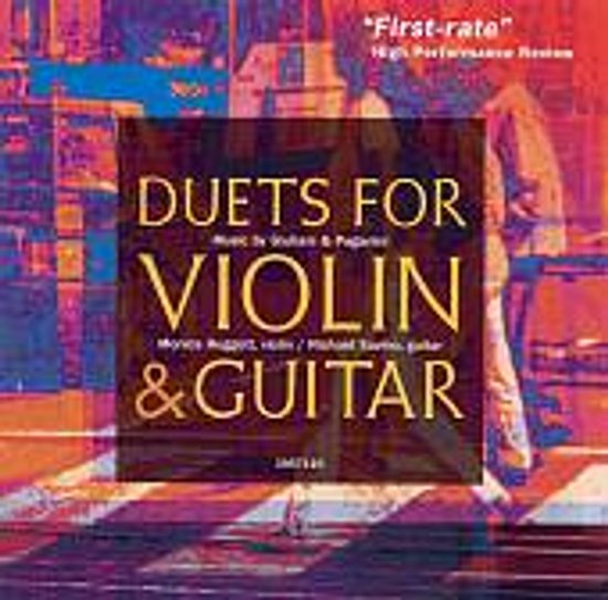 Albumcover 'Duets for Violin & Guitar'. Tekst: 'First-rate' High Performance Review. Monica Huggett, viool & Michael Erni, gitaar. ZWF 5120.