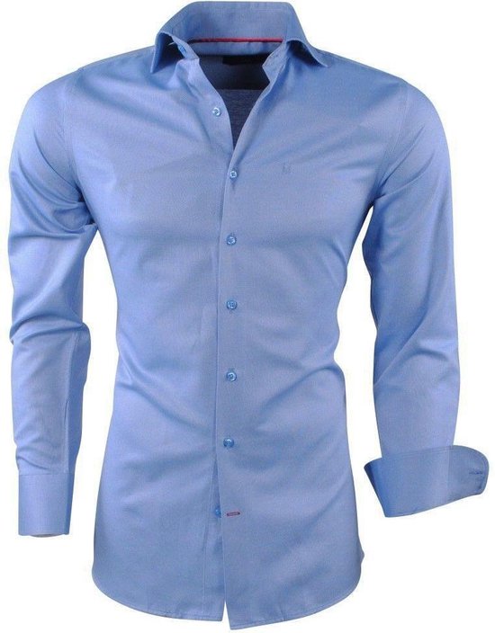 Montazinni - Heren Overhemd - Oxford - Blauw | bol.com