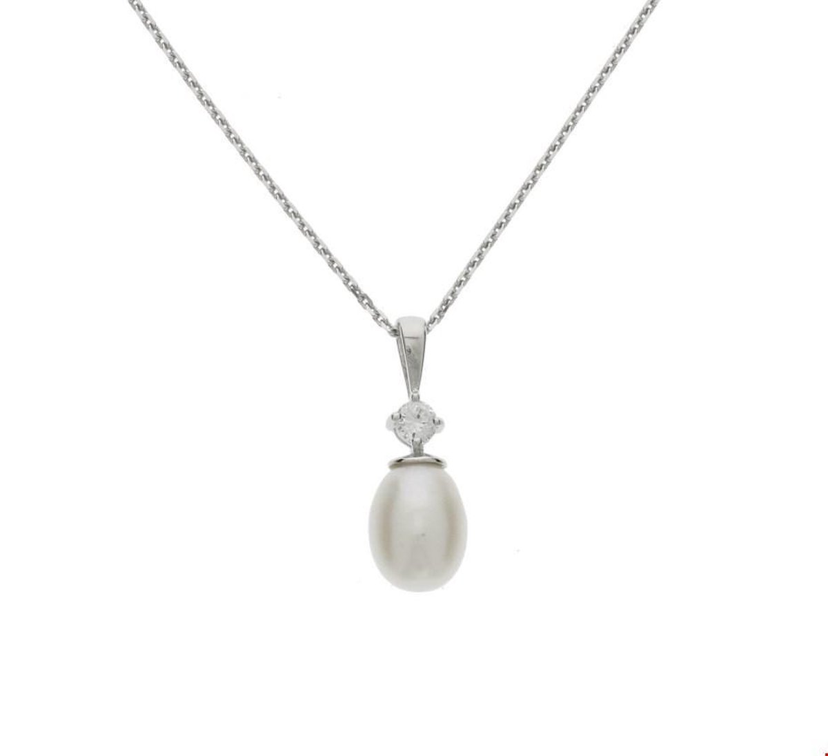 zilver gerhodineerd collier parel 41 + 4 cm 1322107