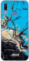 Honor Play Hoesje Transparant TPU Case - Blue meets Dark Marble #ffffff