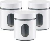 3x Witte voorraadblikken/potten met venster 600 ml - Keukenbenodigdheden - Bewaarpotten/voorraadpotten - Voedsel bewaren