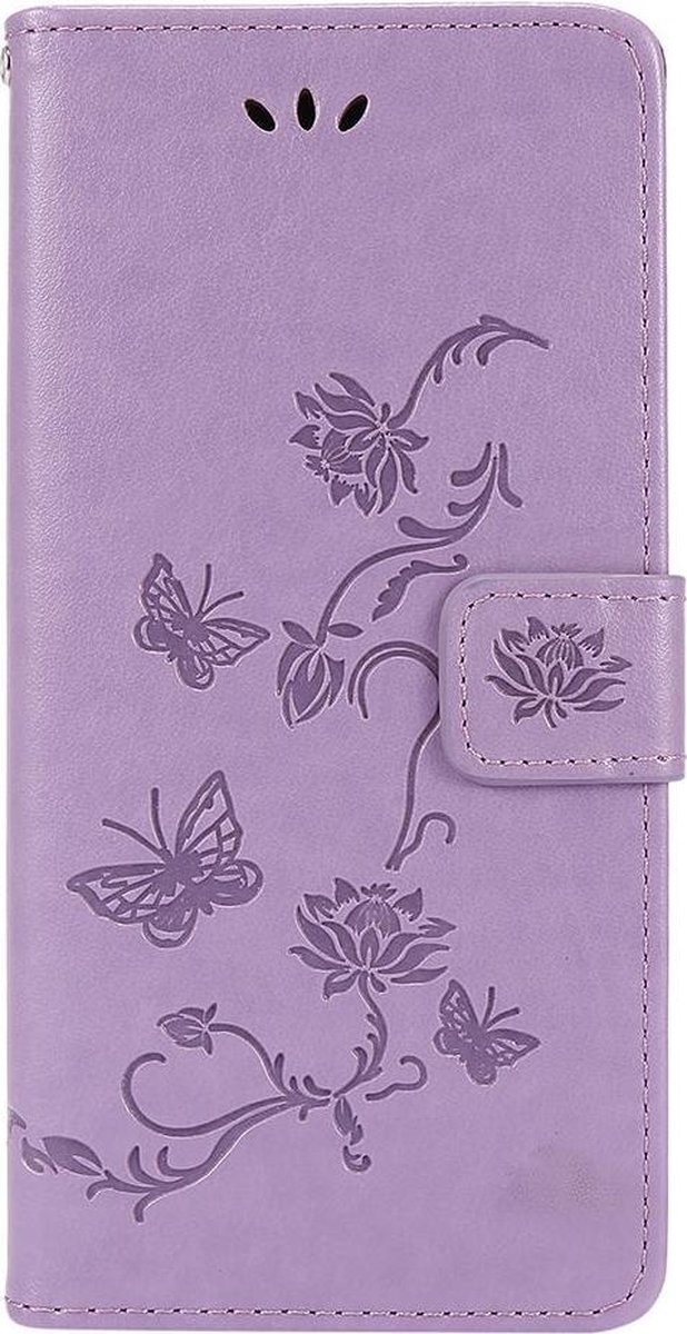 Shop4 - Samsung Galaxy A11 Hoesje - Wallet Case Vlinder Patroon Paars