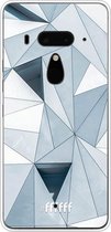 HTC U12+ Hoesje Transparant TPU Case - Mirrored Polygon #ffffff