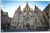 Tuinposter – Kathedraal van Barcelona - Spanje - 90x60cm Foto op Tuinposter  (wanddecoratie voor buiten en binnen)