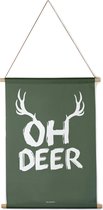Villa Madelief Interieurbanner Oh Deer - Textielposter - 30x40cm - Wandkleed - Wandtapijt - Wanddecoratie voor thuis - Makkelijk op te hangen - Poster met houten hangers