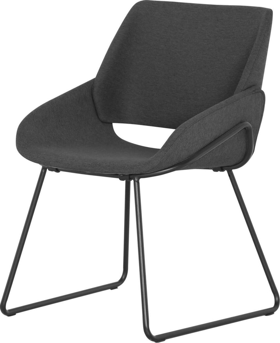 Schaffenburg Conferentiestoel Serie 128 - sledestoel - frame zwart - stof antraciet