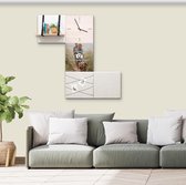 Dock Four beige (off white) wanddecoratie voor woon- & slaapkamer, extra grote combinatie 7